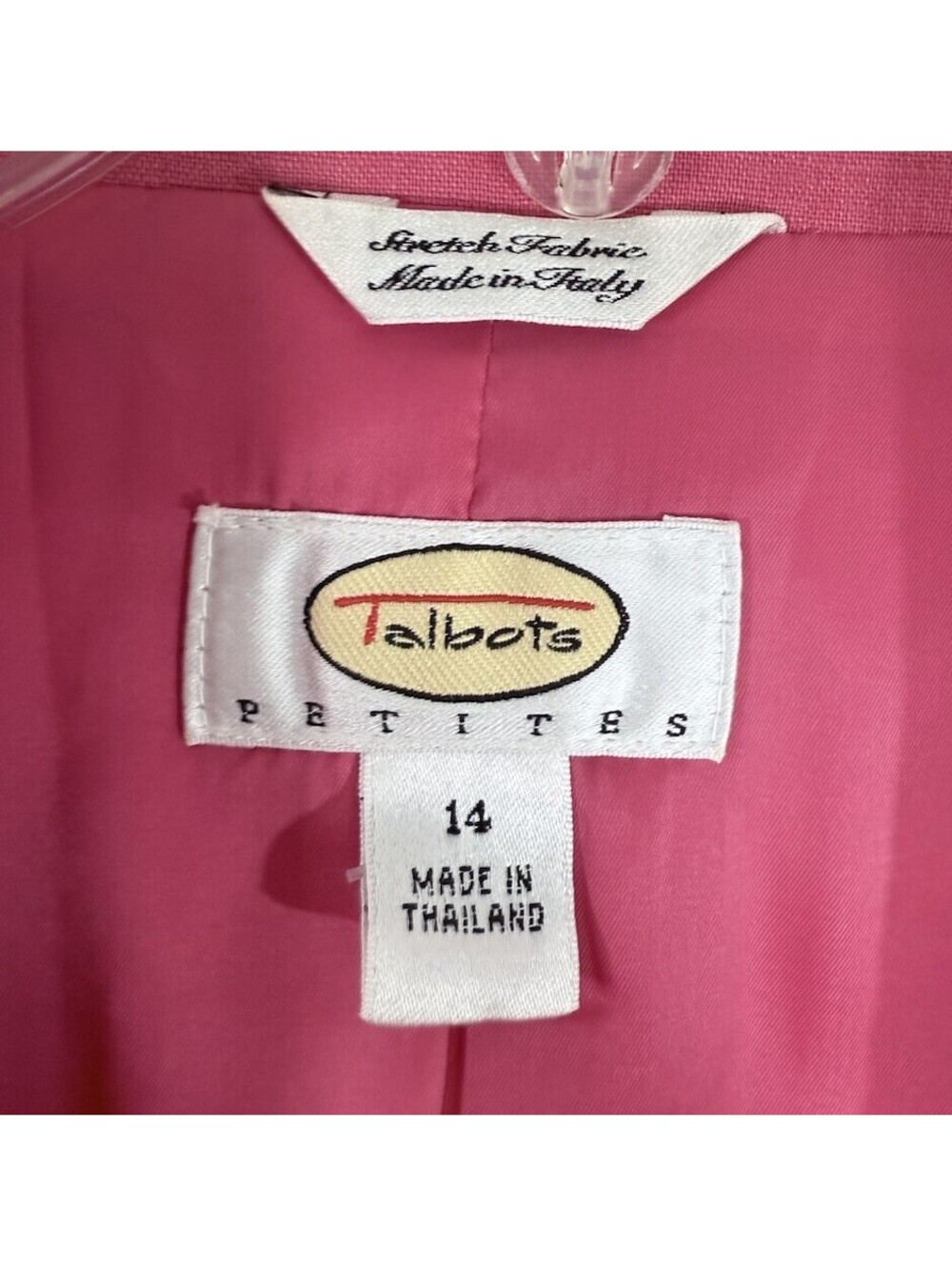 Vintage Talbots 14 Petite Jacket Linen Blend Pink Womens 14P Blazer Italy